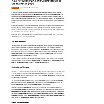 M&A Portugal: PLMJ and Cuatrecasas lead the market in 2024